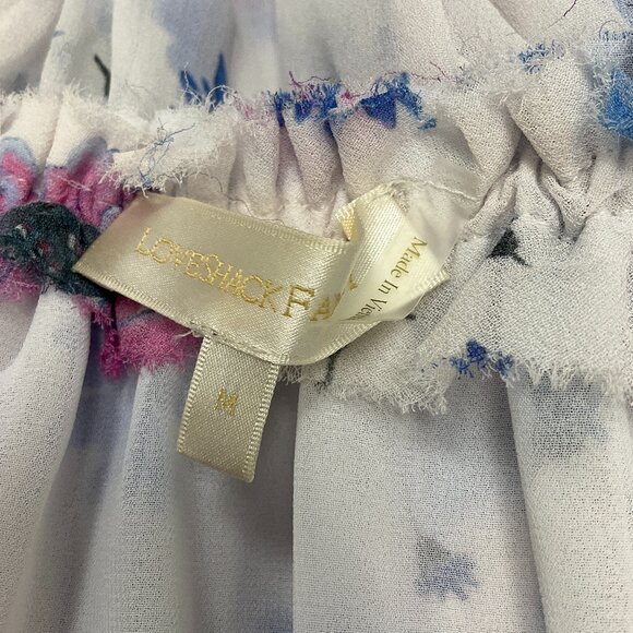 LoveShackFancy White / Blue Multi Floral Chiffon Mini Dress - Picture 4 of 4